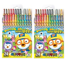 지구화학 뽀로로 샤프식 색연필, 24색, 2세트