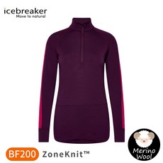 Icebreaker 女 ZoneKnit 網眼透氣保暖半開襟長袖上衣 BF200