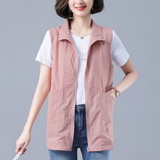얇은 조끼 중년여성용 엄마 여름 루즈핏 빅사이즈 집업 자켓 상큼한 민소매 트레이닝 베스트