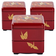 HAKOYA 方形迷你便當盒 6.4x6.4x6.4cm, 3個, 紙鶴