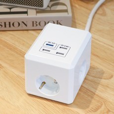 라이너스 큐브 USB 멀티탭 3구 4포트 1.5M 국내생산, 1개