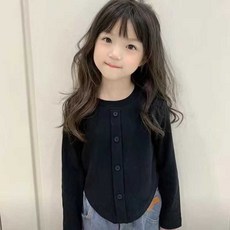 女寶寶套裝 黑色打底衫 牛仔闊腿褲 兩件套 2025新款