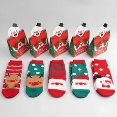 비바세븐 아동용 스노우볼 크리스마스 선물 보온 양말 5족 세트