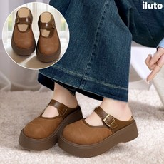 일루토 키높이 통굽 버클 뮬 블로퍼