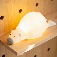 KOSKI코스키 충전식 무선 귀엽고 말랑말랑한 실리콘 터치 LED 무드등 수면등 L9, 엎드린 곰