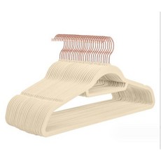 K zone 加大款45cm植絨衣架 止滑防滑設計 衣櫥收納掛衣架 米白10/20入組, 米白 45cm 10隻/入(超取限4組), 1個