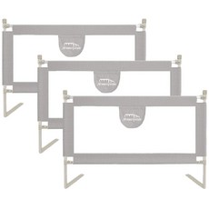 Mommywant 可愛卡通床護欄3片U型, 亞麻灰3片U型
