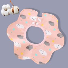 【CY】寶寶口水巾 圍兜兜 嬰兒紗布巾 柔軟紗布 吸水性強 卡通圖案 方便攜帶, 1個, Q.粉色星雲