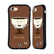 헤드 케이스 애플 폰 7 8 SE 2020 및 2022와 호환되는 두유 커피 퍼스낼리티 하이브리드 디자인, Black