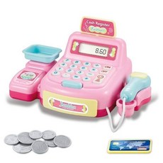 Fashion 收銀機玩具 角色扮演購物遊戲 聲光效果 安全材質, 平面粉, 1個