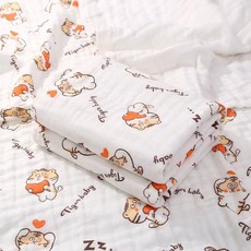 tiger baby 紗布浴巾 純棉6層紗蓋毯, 1個, 70*90嬰兒浴巾(虎虎生威)