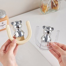 CUBBYCASE 인테리어 곰돌이 벽걸이 훅 귀여운 다용도 무타공 걸이 수납용 훅, 4개, Cream White x2 Teansparent x2