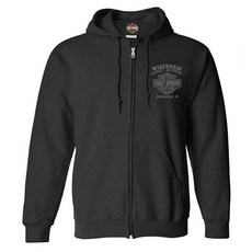 Harley-Davidson 남성용 Corrosion Willie G 스컬 면 혼방 집업 후드 블랙 블랙. S