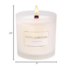 Lulu Candles | 화이트 치자나무 | 꽃 냄새 | 향기 노트: 치자나무 자스민 및 베르가못 | 고급스러운 향기로운 콩 병 캔들 | 미국에서 손으로 부은 | 고향(골드