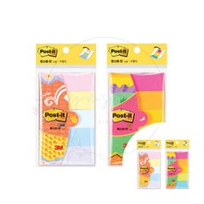 3M 점착식메모지 5색 수첩식 25x76mm 표시 정리 기록 분류 문서, 형광 5색