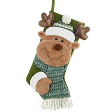 億航新款裝飾品掛飾糖果襪禮物襪圣誕送禮物綠色圣誕襪聖誕節節慶派對裝飾聖誕掛飾聖誕佈置耶誕居家佈置, 麋鹿款, 1個