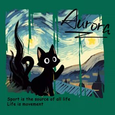 아트 검정고양이 전사지 필름 용지 의류 에코백 리폼, 1개, 1color