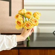 수국 알륨 조화 인테리어 부쉬 다발 장식 꽃 촬영 컬러, 손잡이 마그 모란 옐로우 1송이