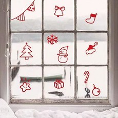 臺灣*出貨 2026聖誕節裝飾貼紙聖誕卡通元素氛圍佈置雙面窗花櫥窗玻璃門佈置, 【白色】聖誕元素組合,大號