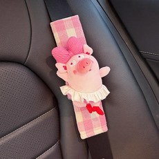 汽車安全帶護肩套 粉格可愛秀秀豬, 秀秀豬粉格護肩套 1個, 1個