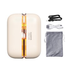 GE MARKET 掛脖數顯磁吸暖手寶 炫彩氛圍燈 電暖蛋 超長續航 雙面發熱 分體式暖手寶, 奶白