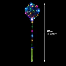 5/10/15/20 팩 LED 조명 BoBo 풍선 다채로운 핸들 120cm 어둠 속에서 빛나는 보보 결혼식 발렌타인 데이 장식, 5pcs, Circular Green