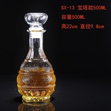 專業紅酒空瓶 - 500ml/1000ml高硼硅耐熱玻璃酒瓶 家用釀酒儲存 歐式復古防漏密封設計, SX-13寶塔款500ML, 1個