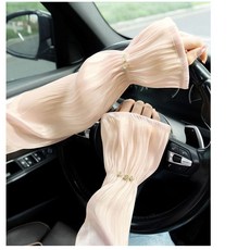 馬上寄 日系少女感防曬袖套 防曬袖子 騎行防曬袖 防曬套袖 珠光絲透氣防曬袖, 1個, 日系防曬袖套▶三鑽雪芽色