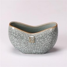 精選優品 名片架 龍泉青瓷名片盒商務創意定制名片座單格大容量名片夾收納桌面擺件, 哥窯粉青黑線, 1個