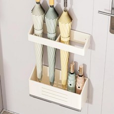 자석식 벽걸이 우산꽂이 문 뒤 배수 설계 무타공 현관 우산 보관 정리대, 10. Cream-colored magnet, 1개