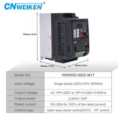 미니 주파수 인버터 VFD 1.5KW/2.2KW/4KW 단상 220V 출력 변환기 가변 드라이브, 01 220V 2.2kw 3HP, 01 Single phase 220V, 01 1 Phase 220V motor, 1개