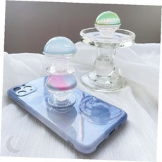 휴대폰 거치대 투명 젤리 물방울 디자인 스마트폰 핑거링 핑거그립 탁상 스탠드, 1개, 2반구스마트톡-그린