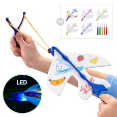 뮤즈 LED 라이트업 미니 글라이더 10P + 미니사인펜 2P / DIY키트 어린이체험활동 새총방식 나들이장난감, 1세트