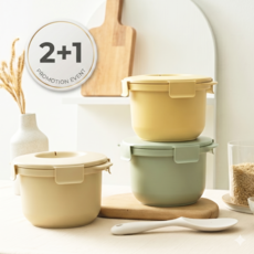 [3세트] 칼로볼 전자레인지 저당밥솥 국산 다이어트 찜기 자취생 저칼로리, 크림+그린+버터옐로우, 1세트