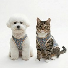 르베르 반려동물 강아지 레트로 김장 할머니 조끼, 꽃무늬 블루, 1개