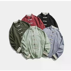 남성용 창파오 코스프레 중국풍 중국옷 리넨 한푸 상의 긴팔 쿵푸 재킷 중국 전통의상