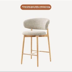 바의자 디자이너 스탠드 홈바 높은 의자 빠텐 와인바, 내추럴우드+베이지화이트리넨 (70cm)