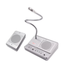 DS-139窗口對講機全套：主機配2個10W金屬方形分機，雙向清晰通話，適用於銀行及醫院窗口, 主機 4W圓形分機(銀行醫院用)