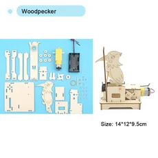 수제 모델 기술 실험 과학 학교 물리적 장난감 아이를위한 교육 소규모 생산 DIY 공예, Woodpecker, 1개