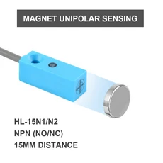 BLFLMZNA 15mm 20mm 홀 효과 센서 IP68 근접 자기 스위치 NPN PNP 3와이어 NO/NC DC 12V 24V 원격 비극성(HL-15 NPN NO ( 개방), NO normally open, HL 15 NPN