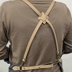 앞치마끈 X자형 크로스 천연가죽끈 어깨끈, 1개, 베이지