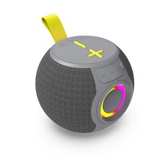 便攜式藍牙音箱 RGB燈手提布藝 無線插卡防水TWS小音響, 灰色