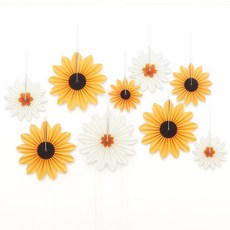 파티짱 플라워 페이퍼 팬 세트 행잉 데코 파티 가랜드 장식, 해바라기, 1개