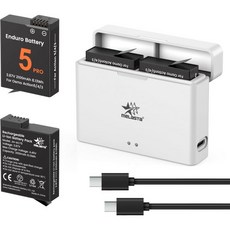 멜라스타 2개 세트 2100mAh 배터리 충전기 포함 DJI Osmo Action 65 Pro43용 교체 및 이중 슬롯 충전 허브 카메라 액세서리
