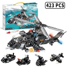武裝直升機 武裝直升機20模型武直10軍事小顆粒拼裝玩具船艦擺特種兵中國積木, 1個, 黑色武装直升机积木4合1送1人仔