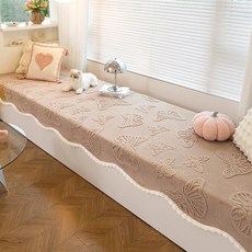 DFMEI 新款奶油風加厚異形毛絨飄窗墊陽臺改造神器固定防滑窗臺墊冬, 1cm, 夢蝶-咖色:70*70cm