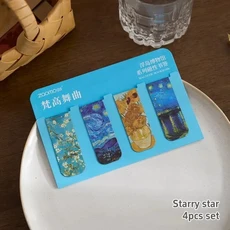 쿠쿠스토어 4Pcs 자기 북마크 예술적 디자인 모네 갤러리 마커 얇은 레트로 노트 페이지 홀더, 02 B