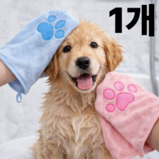 루제아나 드라이기 싫어하는 반려동물용 물기제거 타월장갑 1개, 블루