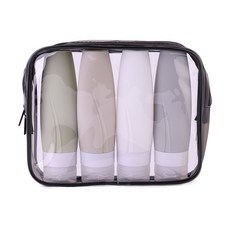 여행용세트 2컬러 공병 4종 파우치 캠핑 샤워 세트, 1개, 쿠팡 본상품선택, 블랙