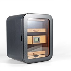 3단 목재 휴미더 캐비닛 시더 오거나이저 습도계, 4 ct-